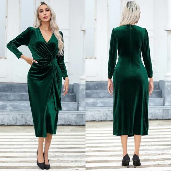 Velvet Whimsigoth Wicked Witch Oz Elphaba‎ Emerald City Green Christmas Dress M - Picture 2 of 8